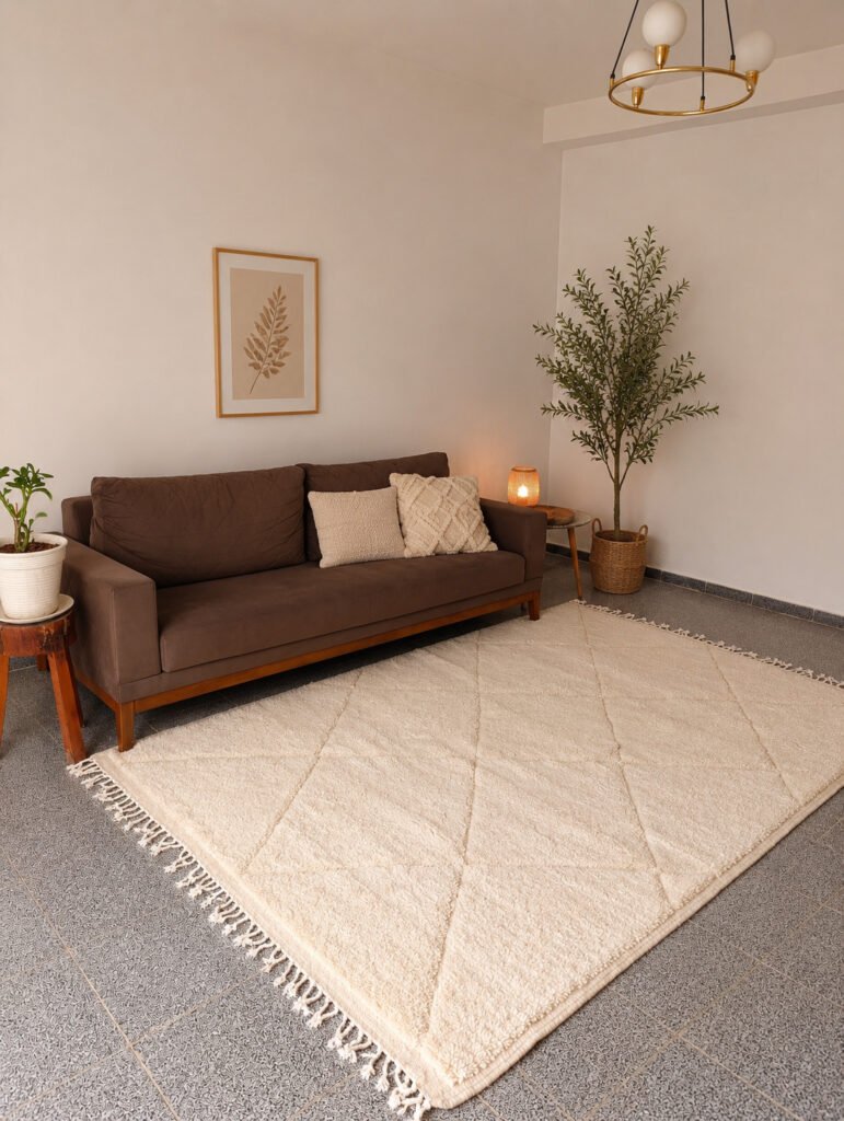 Tapis en laine ecru