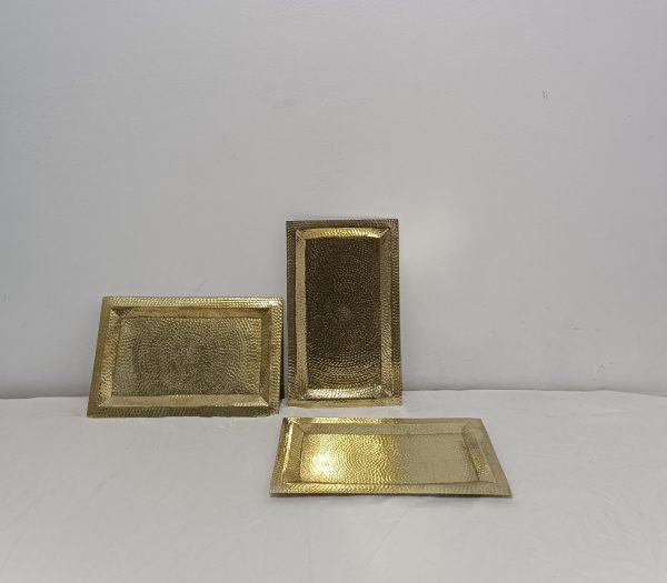 Plateau  en cuivre rectangle martelé