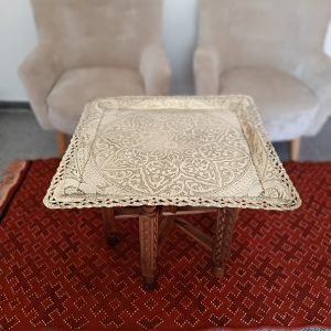 Siniya en cuivre carrée artisanat algérien Constantine plateau traditionnel