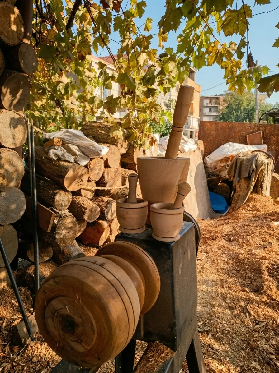 Atelier de sculpture sur bois — artisan algérien