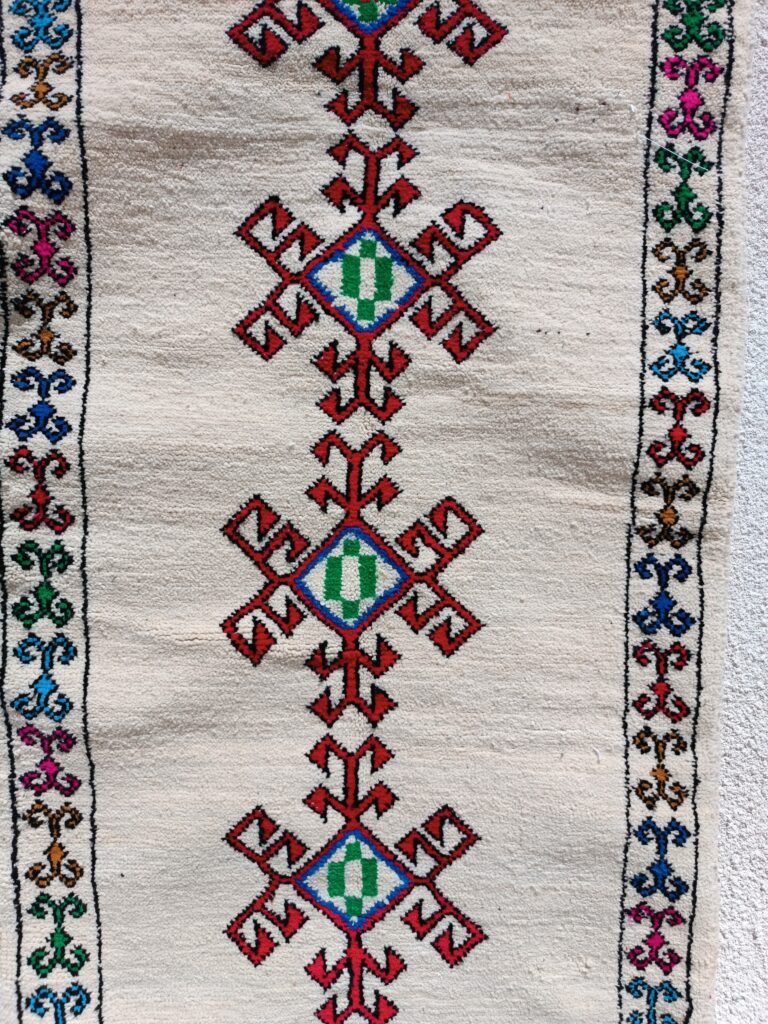 Zarbiya Babar Algérie – Tapis berbère écru multicolore
