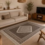 Tapis berbère de babar Algérie-Draga blanc et marron